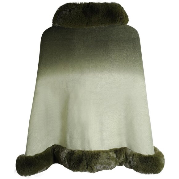 Zlyc Women Winter Faux Fur Shawl Stole Warm Wrap Cape - Green - Picture 3 of 6